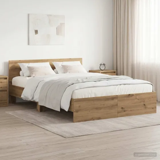 vidaXL Sengeramme med sengegavl Artisan-eg 140 x 190 cm