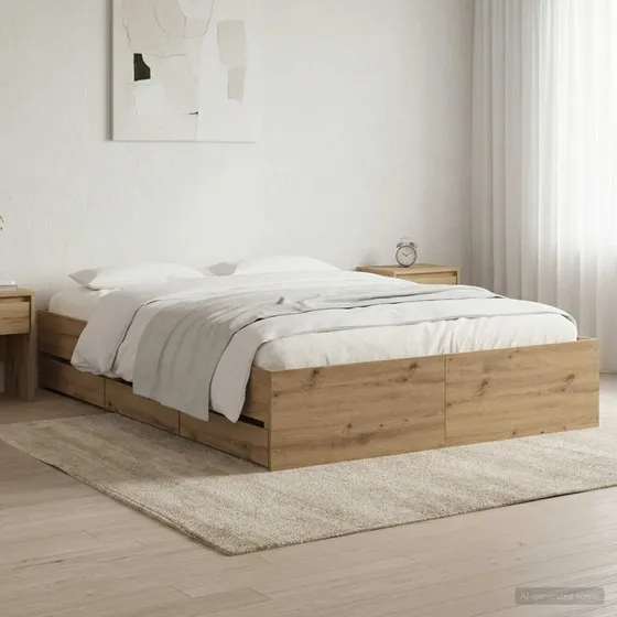 vidaXL Sengestel med opbevaring Artisan-eg 135 x 190 cm