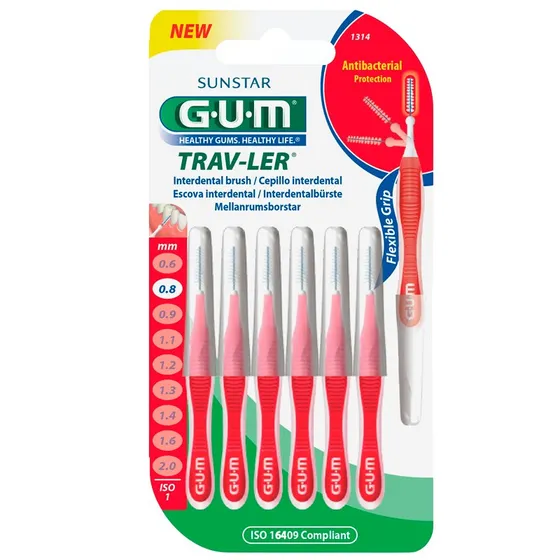GUM Trav-Ler mellemrumsbørster 0,8 mm (6 stk)