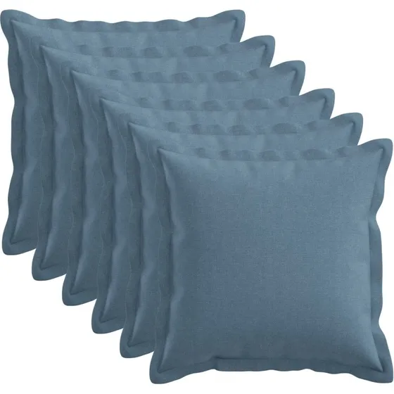 vidaXL HOUTEN Pyntepuder 6 stk. - Jeansblå Faux Linned