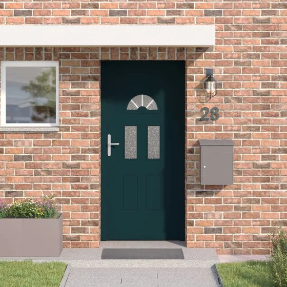 vidaXL Hoveddør 88 x 200 cm PVC Antracit med glas