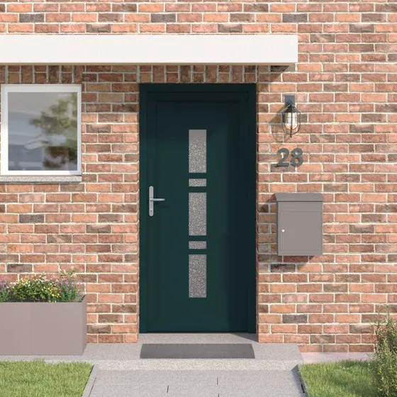 vidaXL Hoveddør 98 x 200 cm PVC Antracit med glasindsatser