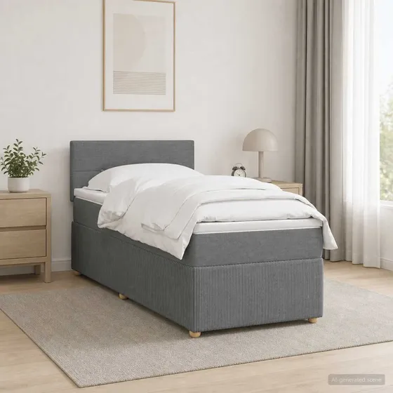 vidaXL Boxmadras med topmadras, Mørkegrå, 90 x 190 cm