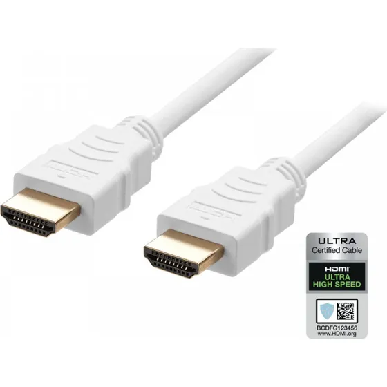 Deltaco Ultra High Speed HDMI 2.1-kabel 2 m, hvid