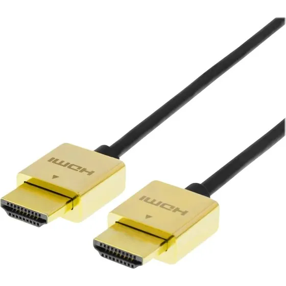 DELTACO PRIME HDMI-1042-K ultratynd HDMI-kabel 2 m, sort/guld