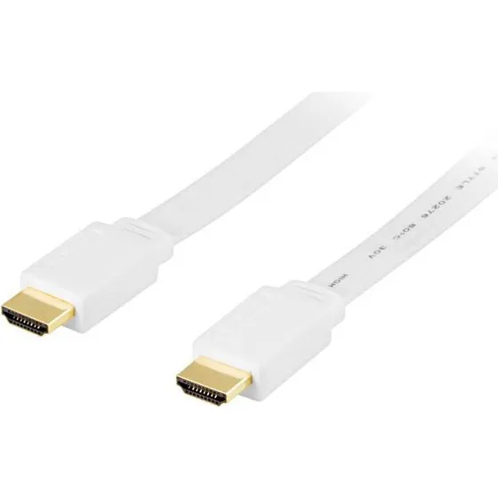 Deltaco HDMI fladkabel 0,5 m – hvid