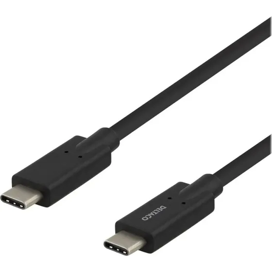 Deltaco USB-C til USB-C kabel 2 m, 5 A, 5 Gbit/s, sort