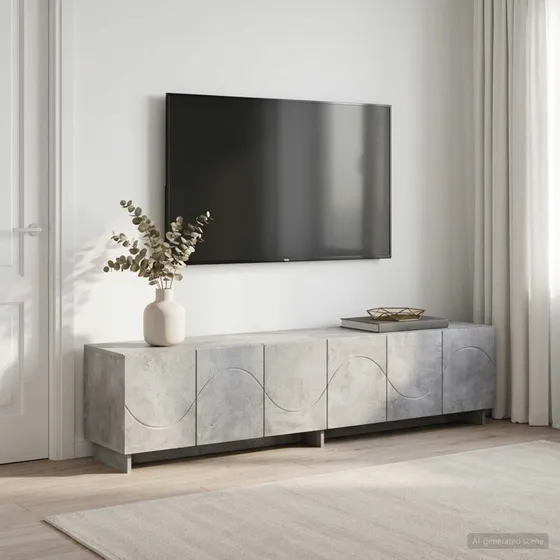 vidaXL TV-bord 180 x 34,5 x 40 cm i betongrå konstrueret træ