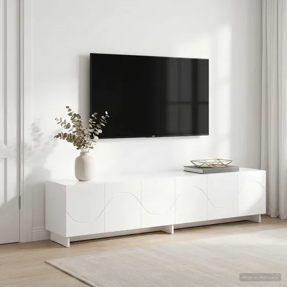 vidaXL TV-bord 180 x 34,5 x 40 cm - Hvid højglans