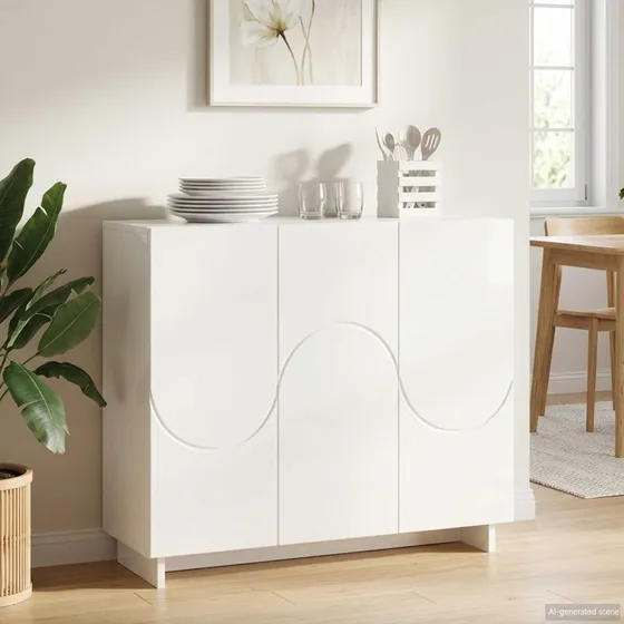 vidaXL Sideboard Hvid Højglans 85,5 x 31 x 75 cm