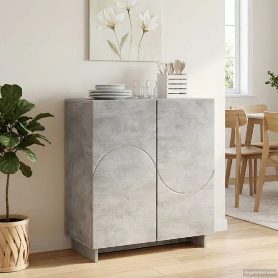 vidaXL Skænk Betongrå 67 x 34,5 x 75 cm i konstrueret træ