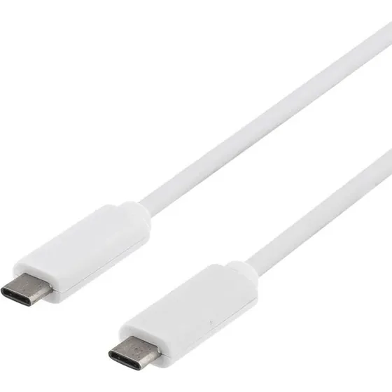 DELTACO USB-C kabel 1 m, USB 3.1 Gen1, 10W, hvid