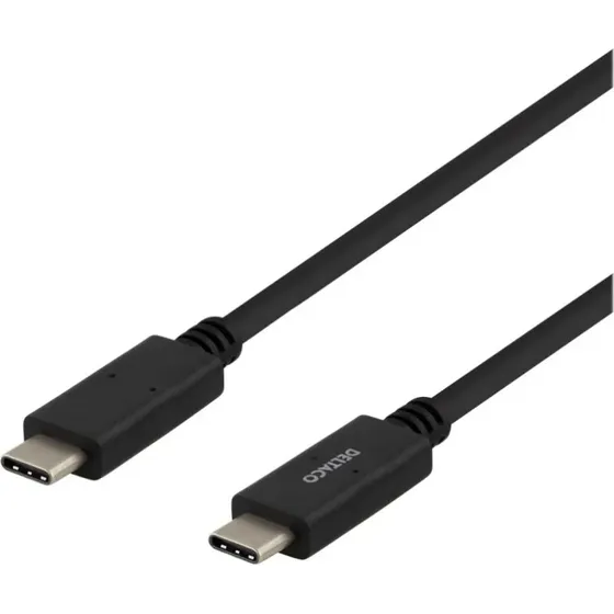 DELTACO USB-C til USB-C kabel 2 m, USB 2.0, sort
