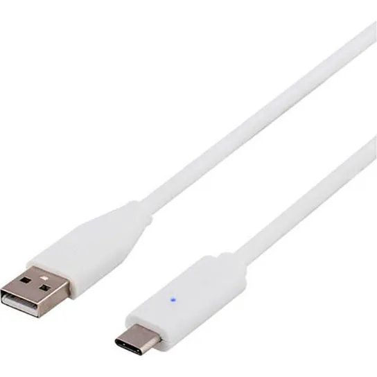 Deltaco USB-C kabel 0,25 m 2A USB-A til USB-C, hvid
