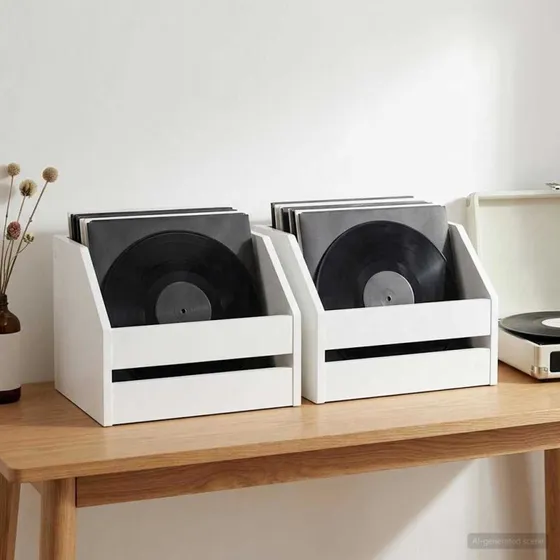 vidaXL Vinylalbum kasse 2 stk. Hvid 38 x 30 x 29 cm