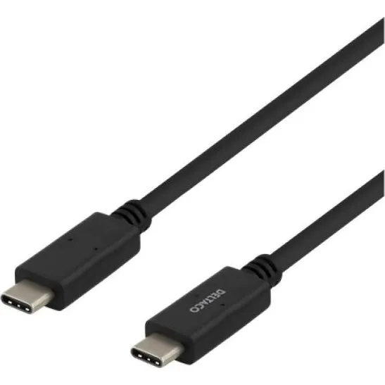 DELTACO USB-C til USB-C kabel 5 Gbit/s 5A 1 m, sort