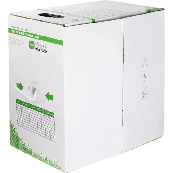 DELTACO Cat6 U/UTP patchkabel 305 m boks, 250 MHz, LSZH, hvid