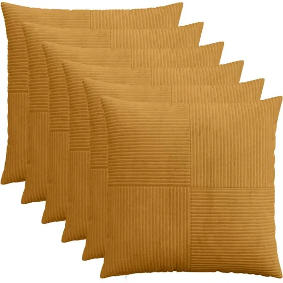 vidaXL ALMELO Pudebetræk 6 stk. Gul Cordfløjl 70x70 cm