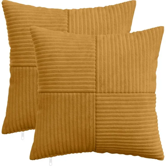 vidaXL ALMELO Pudebetræk 2 stk. Gul Cordfløjl 45 x 45 cm