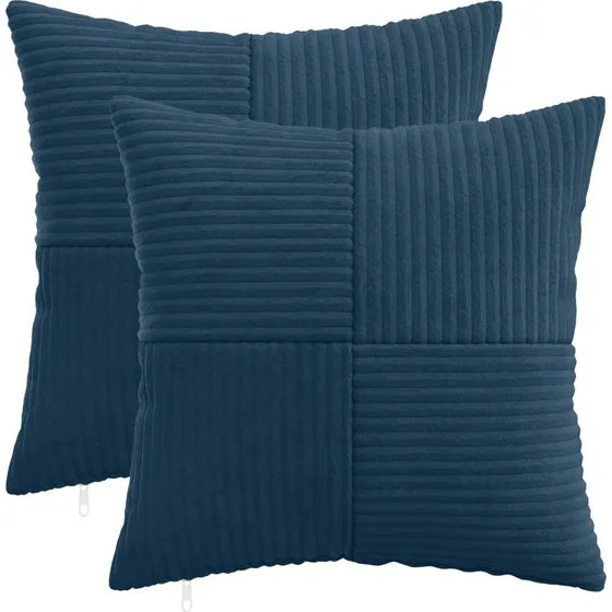 vidaXL ALMELO Pudebetræk 2 stk. Mørkeblå Cordfløjl 40x40 cm
