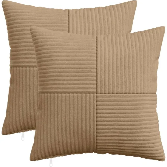 vidaXL ALMELO Pudebetræk 2 stk. Brun Cordfløjl 35x35 cm