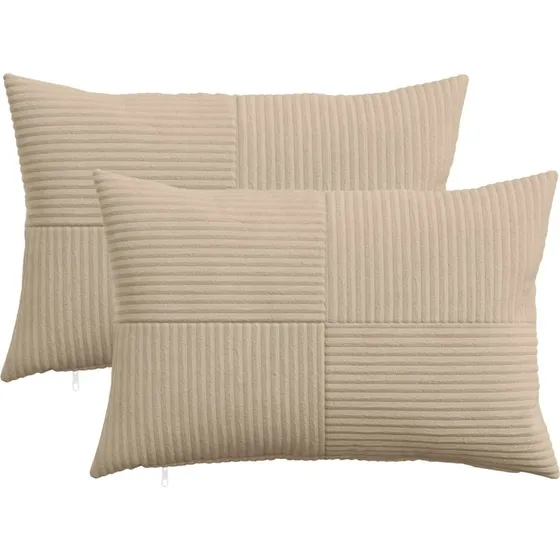 vidaXL ALMELO Pudebetræk 2 stk. Gråbrun Cordfløjl 30x50 cm