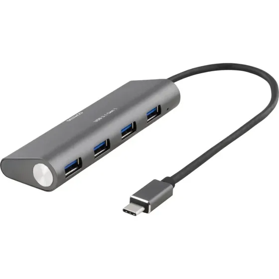 Deltaco Winstar USB-C Hub – 4x USB-A (grå/aluminium)