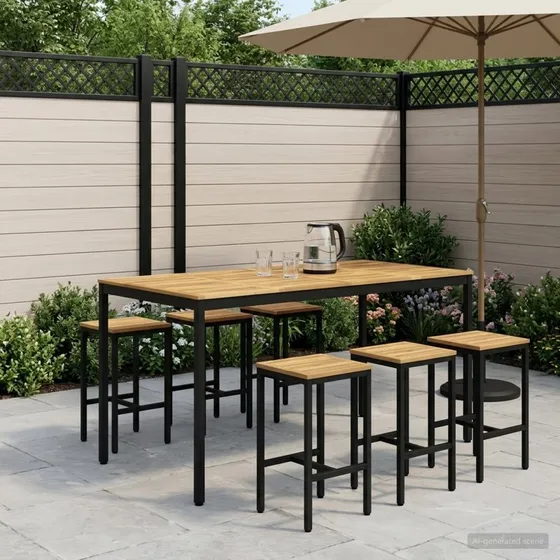 vidaXL Have Bar Bord Hvid og Sort - 196 x 100,5 x 105 cm