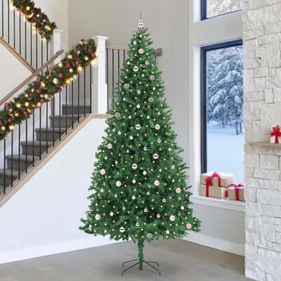 vidaXL Kunstigt Juletræ 300 cm med LED-lys og julekugler