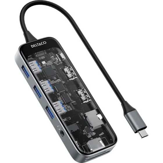 Deltaco USB-C Dockingstation 3xUSB-A, RJ45, 2xHDMI