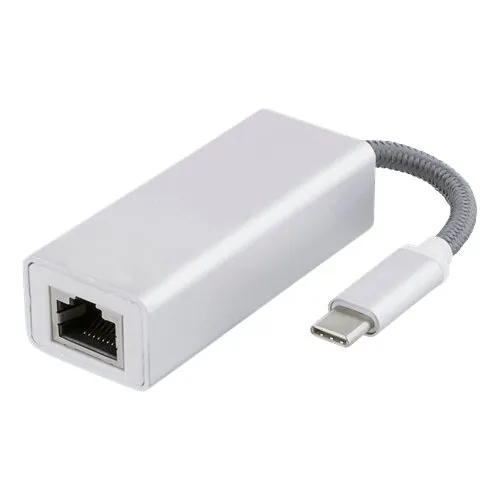 Deltaco USB-C netkort (Gigabit RJ45) – sølv