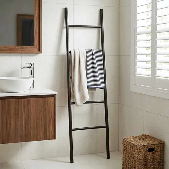 vidaXL Tæppe Stige Sort Bambus 40 x 150 cm