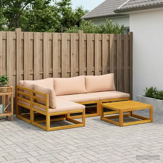 vidaXL Sofa Sæt 5 stk. i massivt akacietræ, naturfarvet