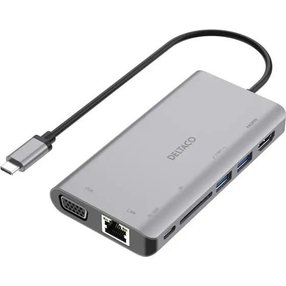 Deltaco USB-C Dock 7-i-1 – space grey