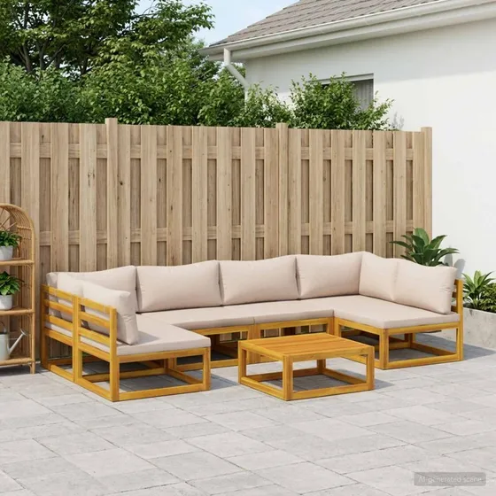 vidaXL Sofa Sæt 7 stk. i massivt akacietræ - naturfarvet