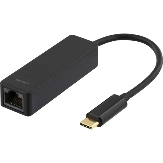 Deltaco USB-C netkort 1000 Mbit - Sort
