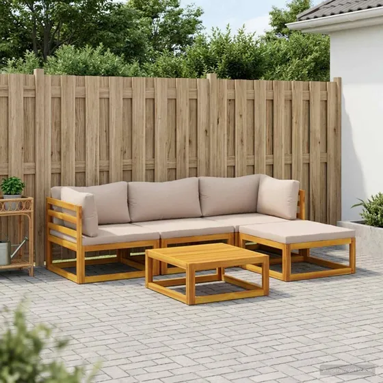 vidaXL Sofa Sæt 5 stk. i Naturfarvet Massivt Akacietræ
