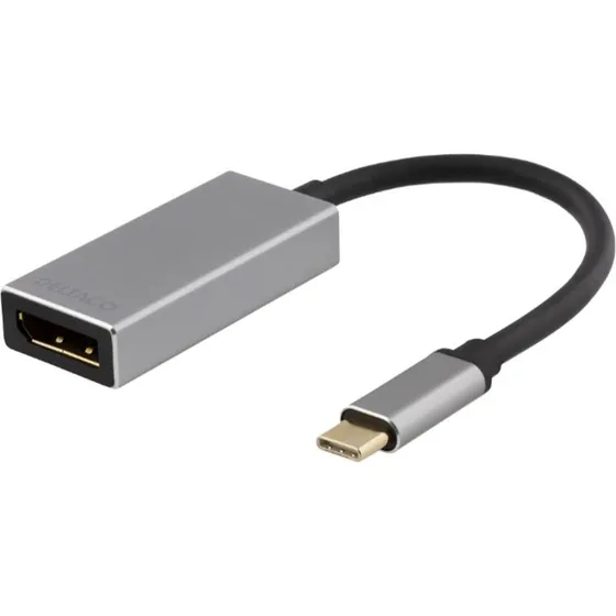 Deltaco USB-C til DisplayPort adapter, 4K 60Hz, grå