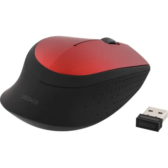 Deltaco Trådløs USB-mus 1200 DPI – Rød