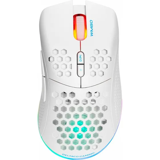 Deltaco WM80 Trådløs Ultralet Gamingmus RGB Hvid (400-4800 DPI, 70 g)