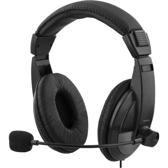 DELTACO USB stereo-headset med flytbar mikrofon, sort