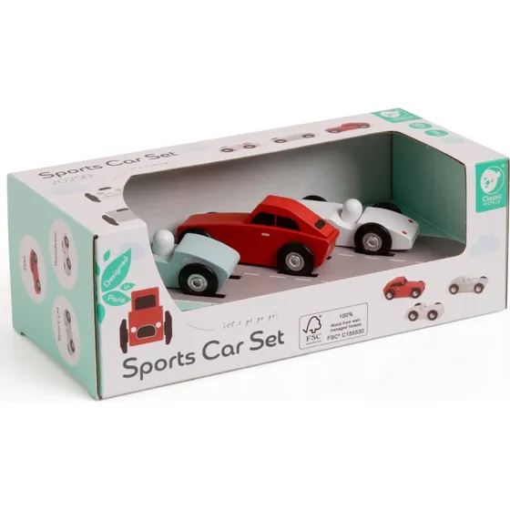 Classic World Wooden Sports Cars Set 3pcs
