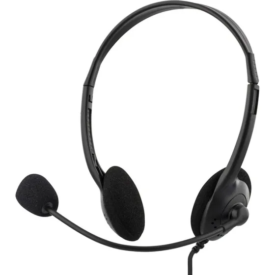 DELTACO Stereo-hovedtelefoner med mikrofon 2x3,5 mm, sort