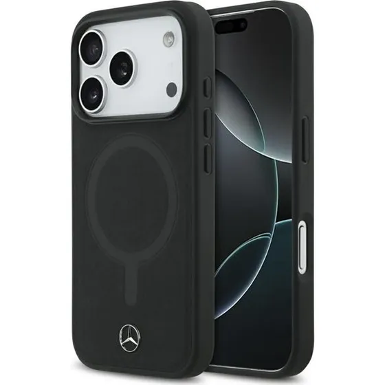 Mercedes Plain Smooth Leather MagSafe Case til iPhone 17 Pro - Sort