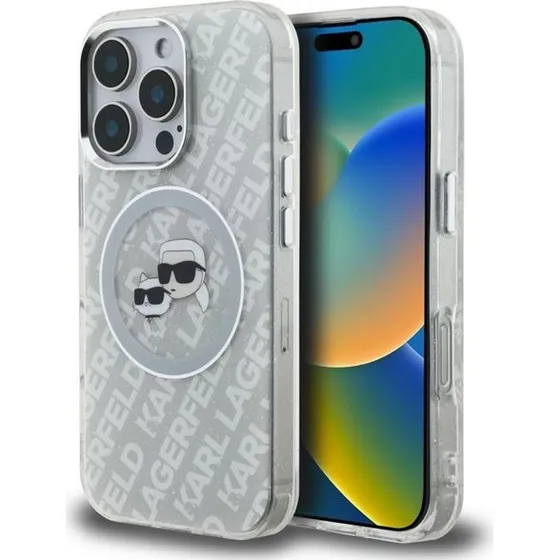 Karl Lagerfeld IML Glitter MagSafe Case til iPhone 16 Pro - Grå