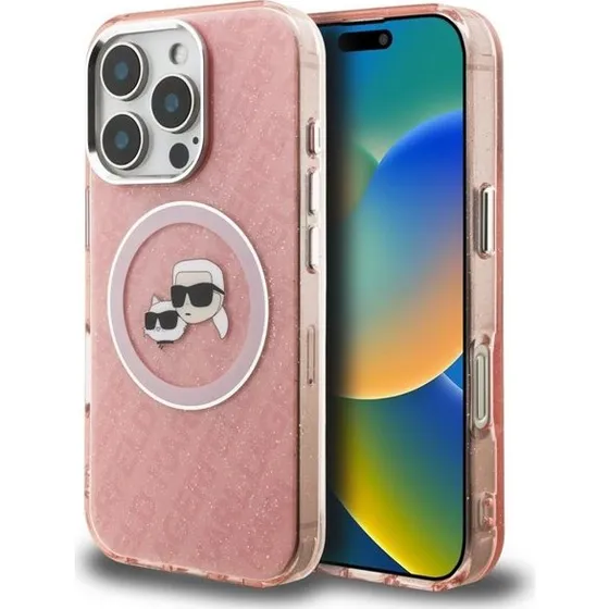 Karl Lagerfeld IML Glitter MagSafe Case til iPhone 16 Pro Max - Pink