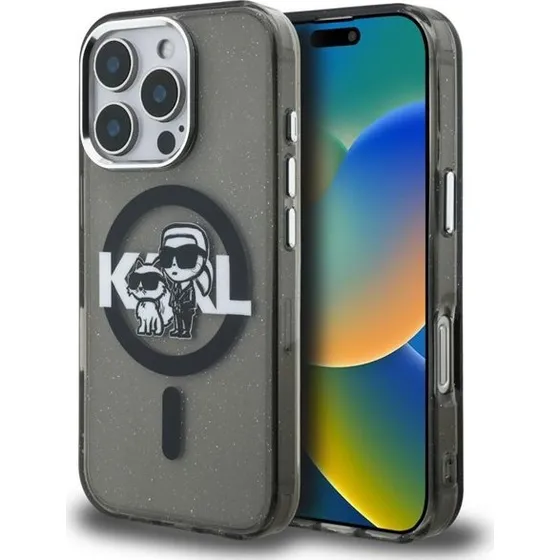 Karl Lagerfeld IML Glitter MagSafe Case til iPhone 16 Pro - Sort