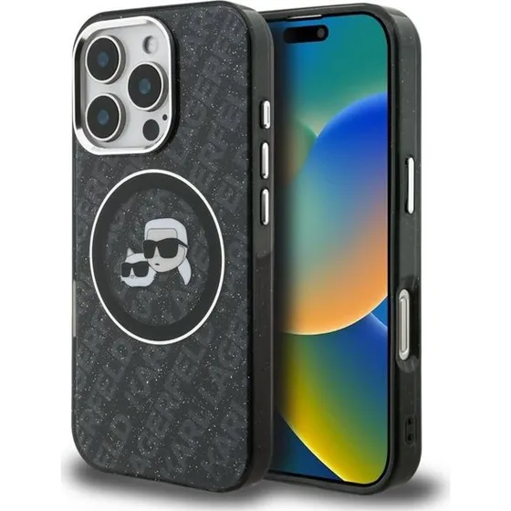 Karl Lagerfeld IML Glitter MagSafe Case til iPhone 16 Pro - Sort