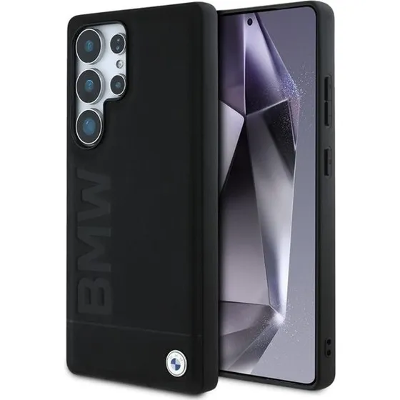 BMW Leather Big Wordmark Case til Samsung Galaxy S25 Ultra - Sort