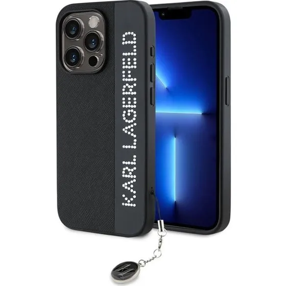 Karl Lagerfeld Saffiano Rhinestones & Charm cover til iPhone 15 Pro Max